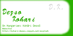 dezso kohari business card