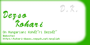 dezso kohari business card
